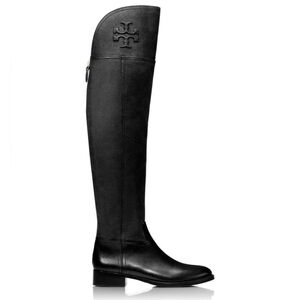 Tory Burch Simone Black Leather Over the Knee Riding Boots Size 8